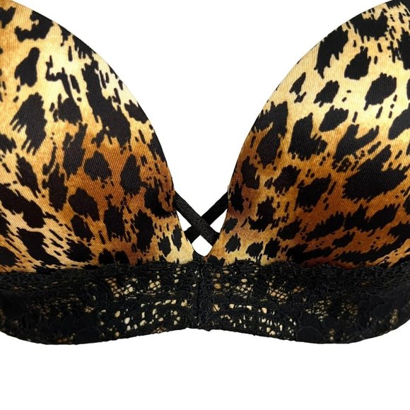 VICTORIA’S SECRET LEOPARD & LACE CONVERTIBLE STRAPLESS MIRACULOUS PADDED BRA SIZ - Picture 9 of 13